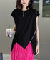 Drop Shoulder Zipper Top